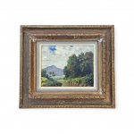 CLODOMIRO AMAZONAS (1883-1953) - Paisagem com Riacho / Óleo sobre Tela / Assinado CIE / Med. Obra 20 x 24 cm - Med. Moldura 37 x 42 cm