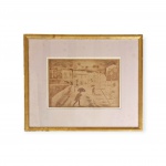 OSWALDO GOELDI (1895-1961) - "Dia Chuvoso" / Nanquim sobre Papel / Assinado CID / Med. Obra 20 x 28 cm - Med. Moldura 37 x 43 cm