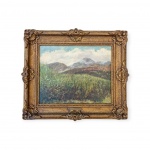 EDUARDO BEVILACQUA (1884-1941) - "Paisagem" / Óleo sobre Cartão / Assinado CID / Med. Obra 21 x 26 cm - Med. Moldura 31 x 36 cm - Pintor. Inicia seus estudos sob a orientação de Artur Lucas em 1893. De 1898 a 1901, cursa a Academia de Belas Artes de Gênova, Itália, tendo aulas com Alfredo Setoro. De volta ao Rio de Janeiro, ingressa na Escola Nacional de Belas Artes.