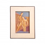 SANTA ROSA (1909-1956) - Figuras em Geométrico / Óleo sobre Tela / Assinado CID / Med. Obra 39 x 26 cm - Med. Moldura 59 x 45 cm