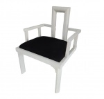 Cadeira poltrona de madeira resistente e pesada com acento em preto, confortável e impecável