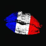 Quadro de impressão sobre tela com imagem de boca representando a França. Medida 60x60cm.