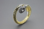 Bracelete Maleavel Leopardo em Ouro Amarelo 18k com Esmalte, Rodio Negro, Diamantes Negros e Diamant