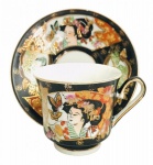CHINA - Graciosa xícara para café e ou coleção em porcelana chinesa fartamente adornada figura de gu
