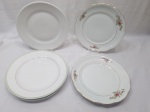 Lote de 6 pratos de mesa em porcelanas e modeles diversos.