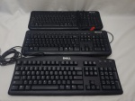 Lote de 3 teclados, sendo 2 da Microsoft e 1 Dell.