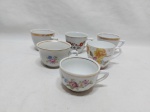 Lote de 6 xícaras de café sem pires em porcelana, marcas e modelos diversos. Sendo uma delas porcelana Francesa de Limoges.