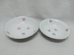 Par de travessas redonda funda bowl em porcelana Real floral com friso ouro. Medindo 24cm x 6,5cm de altura.