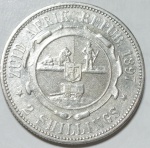 África do Sul - Moeda de 2 Shillings (Presidente Johannes Paulus Kruger) ano 1897 - Prata 925 com 11