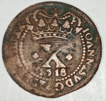 Brasil - Linda moeda em cobre de X réis ano 1718 circulada (C027).