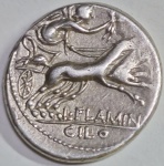 Roma - Antiga moeda romana de prata "DENÁRIO" do período 117-116 B.C.