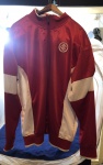 Casaco original do clube Internacional de futebol , tamanho GG , nas cores tradicionais vermelha e branco com escudo no peito