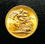 1 LIBRA ESTERLINA REINO UNIDO 1966 - Ouro (0,9167) - 7,98g - 22mm - KM 908 - Elizabeth II
