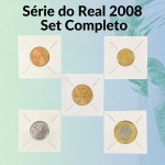 Set do Real 2008 FC completa e no Coin Holder - 5/10/25/50 Centavos + 1 Real - Ano Raro - Somente a Moeda de 5 Centavos vale R$ 240.00