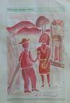 EMILIANO DI CAVALCANTI, aquarela sobre papel. "Figuras", medindo: 29,5 x 21 cm. A.c.i.d (S.M