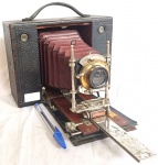 Antiga máquina fotográfica da marca Kodak, modelo E n4, de fole, circa 1900, item muito raro, uma