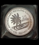 Moeda de Keeling Cocos - 25 Rupees - 1977 - 150 Aniversario - John Clunies Ross - Prata - Proof