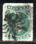 Dom Pedro II - Percê - 100 Réis - nº34A. Com carimbo mudo, tipo figurativo mosca. Carimbo não list