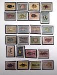 Estrangeiros, Moçambique, 1951, série de peixes, fauna. YVERT 387 à 410 - 140 EUROS