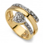 Anel em Ouro Amarelo 18K com Diamantes. Medida: Aprox. 18,5 Aro; Largura da parte superior do Anel d