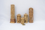 Lote de 5 delicadas talhas indianas ricamente esculturadas representando divindades - alt. 16cm (maior peça)