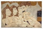 HELIO BRAGA - Obra em óleo sobre tela sobre placa representando nus de figuras humanas, assinada no canto inferior direito. Ausência de moldura. Medida da obra 60cm x 89cm.