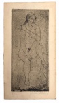 UIARA BARTIRA - Gravura nu feminino sobre placa, assinada no canto inferior direito, datada 1989, numerada 4/20. Mede 25 x 13,5cm.