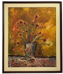 ANDREA BRANDANI - Imponente obra em óleo sobre tela representando natureza morta "vaso de flores
