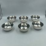 PRATA DE LEI - Conjunto de 6 bowls em prata chinesa. Informações sobre a peça na base.