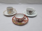 Lote de 3 xícaras de café em porcelana para colecionador, sendo uma em porcelana casca de ovo (leve bicado).