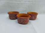 Jogo de 3 bowls, cumbucas em cerâmica marajoara, assinado Reís - Para. Medindo 12cm x 6,5cm de altura.