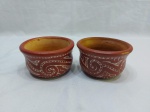 Jogo de 2 bowls, cumbucas em cerâmica marajoara, assinado Reís - Para. Medindo 12cm x 6,5cm de altura.