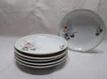 Jogo de 6 pratos fundos de massa, sopa em porcelana Real floral com friso ouro. Medindo 21,5cm de diâmetro.