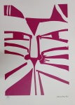 Aldemir Martins, Cabeça de Gato rosa, gravura 15/30, 50x35cm, Edição Póstuma, necessita de limpeza, com quebra de papel