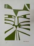 Aldemir Martins, Cabeça de Gato Verde, gravura PE, 50x35cm, sem moldura