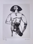 Aldemir Martins, Índio ajoelhado, gravura, 113/120, 35x30cm, Edição Póstuma, sem moldura