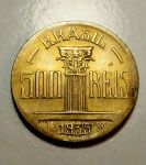 Moeda de 500 Réis Rejente Feijó ano 1935 em Bronze Alumínio Diametro 22mm Borda serrilhada acompanha