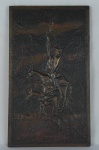 Fabricio, relevo em latão representando Dom Quixote e Sancho Pança, Chile, 1970 -med. 50,5x29,5cm