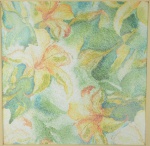 Lote de pintura sobre eucatex com pontilismo, representando flores -med. 76x76cm ( moldura) 
