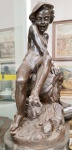Europa séc. XIX. Estupenda, magnífica escultura em FERRO FORGE com representação de criança se assus