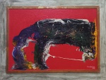 MABE, óleo sobre eucatex. "Abstrato", medindo: 77 x 53 cm. Ano de 1989. A.c.i.d - COM MOLDUR
