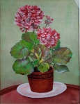 Yeda, óleo sobre tela, vaso de flores - med. 31x23cm. Emoldurado com vidro