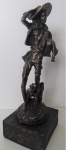 Belíssima Escultura Italiana, representando Músico, em cerâmica patinada, metalizada  a ouro, Art