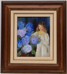 LUCI Romanelli CERQUEIRA - "Menina" - ost - assinado no c.i.d., datado 1996 e assinado no verso. Medidas da tela : 46 cm x 38 cm. Medidas da moldura : 82 cm x 74 cm.