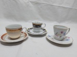 Lote de 3 xícaras de café em porcelana para colecionador, marcas e modelos diversos.