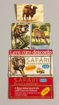 Envelope com 3 figurinhas promocionais Danone - Safari, envelope vermelho.