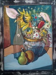 Márcio Schiaz, Motivo Floral, óleo sobre eucatex, 67x50cm, com moldura