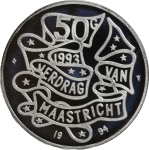 Moeda da Holanda - 50 gulden - 1994 - Prata (.925) - 25 g - 38 mm - KM# 217 - 1º aniversário do Trat