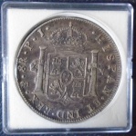 Moeda de prata Carlos IV de 8 Reales Potosí "PJ" do ano 1807 peso da moeda 26,90 gramas