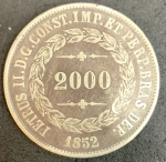BRASIL IMPERIO - 1852 - MOEDA 2000 RÉIS - PRATA